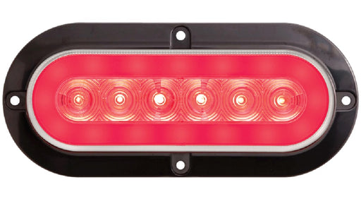 Optronics GloLight 6" Oval Sealed LED Recess Flange Mount Lights Clear Lens Red Stop/Turn/Tail Light