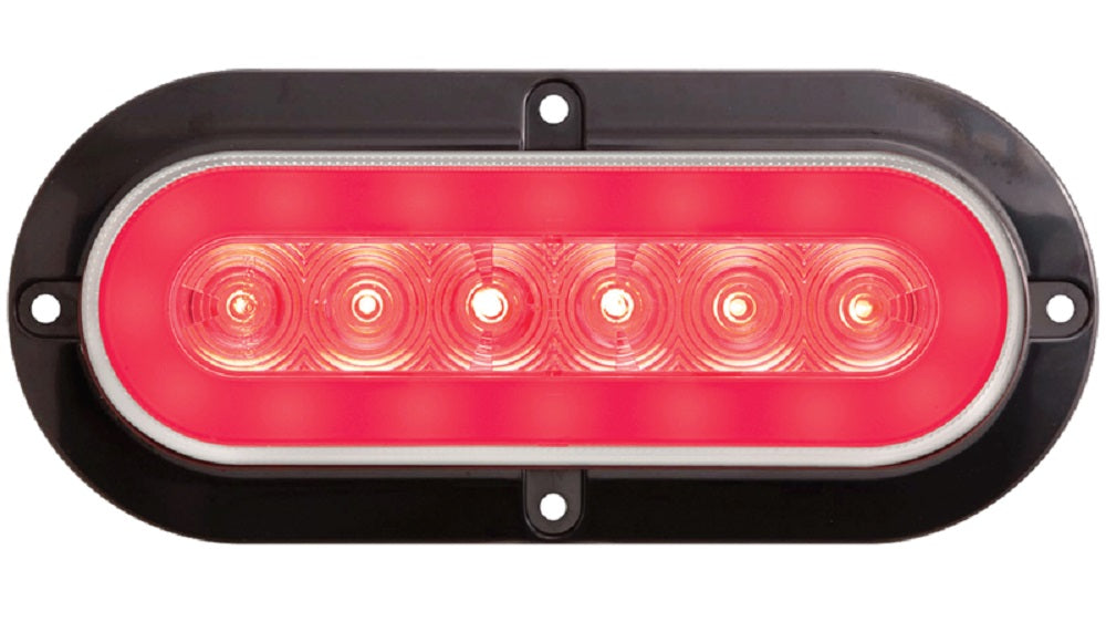 Optronics GloLight 6" Oval Sealed LED Recess Flange Mount Lights Clear Lens Red Stop/Turn/Tail Light