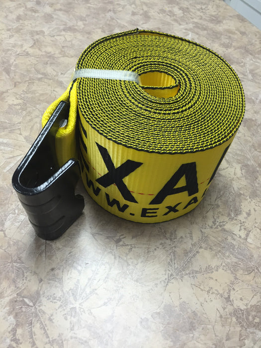 EXALOY Winch Strap 4"x30' Yellow W/Flat Hook